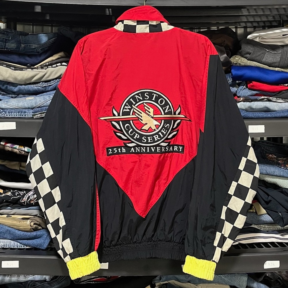 Vintage 90s‎ Winston Cup Full Zip Lightweight Jacket Mens Large Black Red Racing